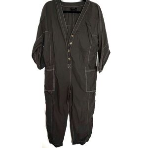 Urban Outfitters Washed Black Utility Cropped Jumpsuit, Casual Boiler suit, S